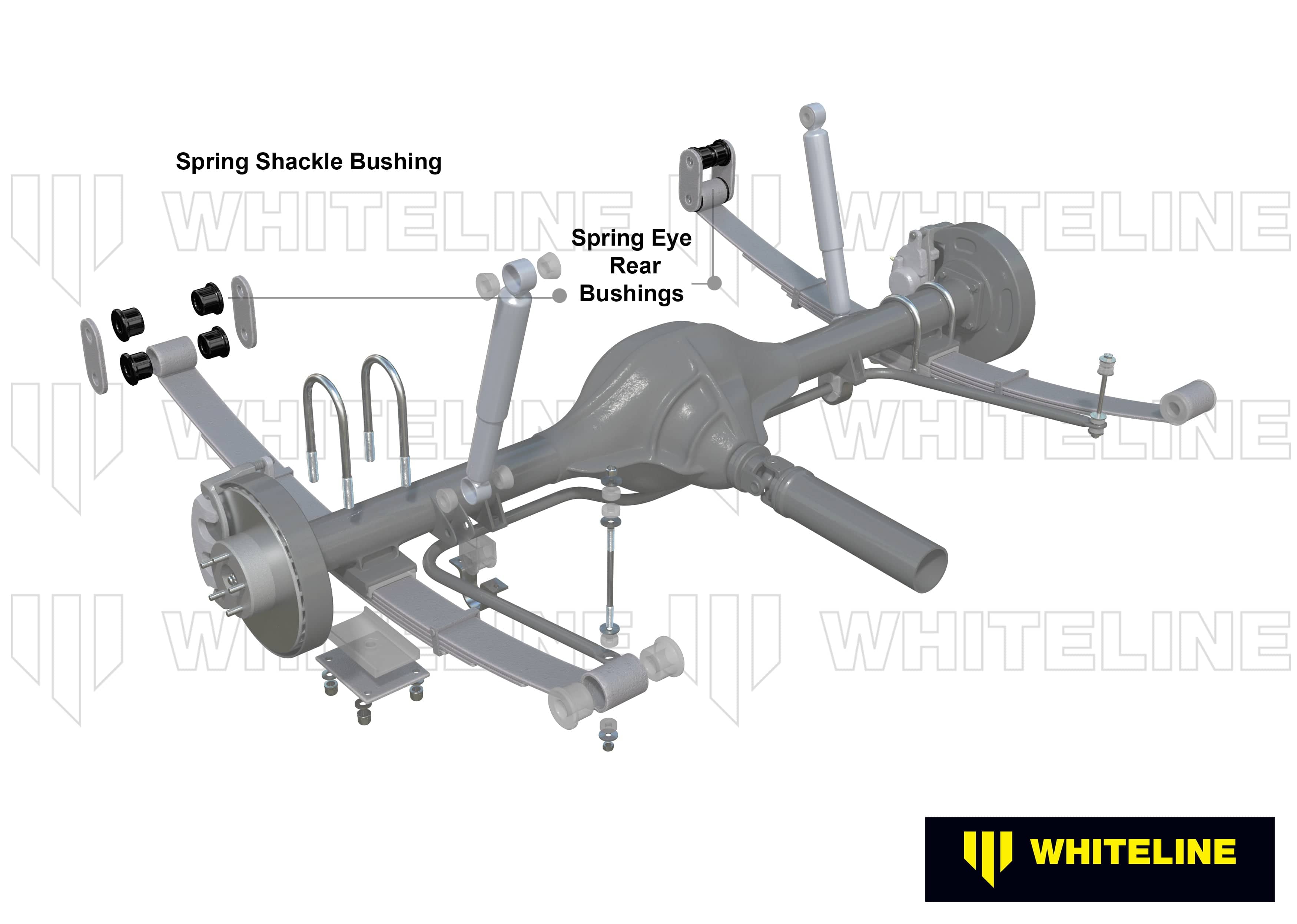 Whiteline 7 x 14 x 20 cm Rear Leaf Spring - Rear Eye and Shackle Bushing Kit to Suit MG MGA, MGB SR