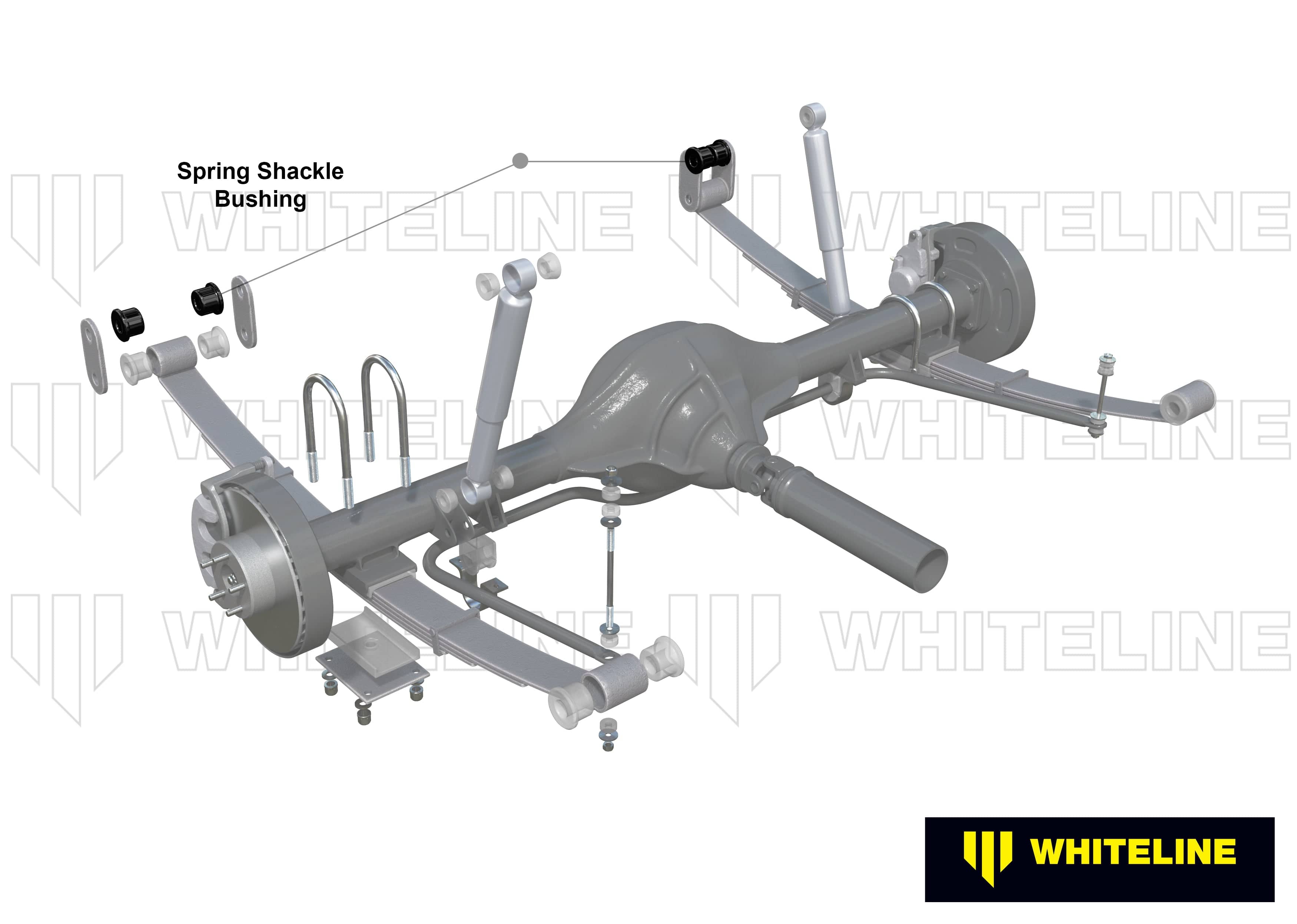 Whiteline 7 x 14 x 20 cm Rear Leaf Spring - Shackle Bushing Kit to Suit Ford Courier PC-PH and Mazda B Series Bravo UF, UN SR