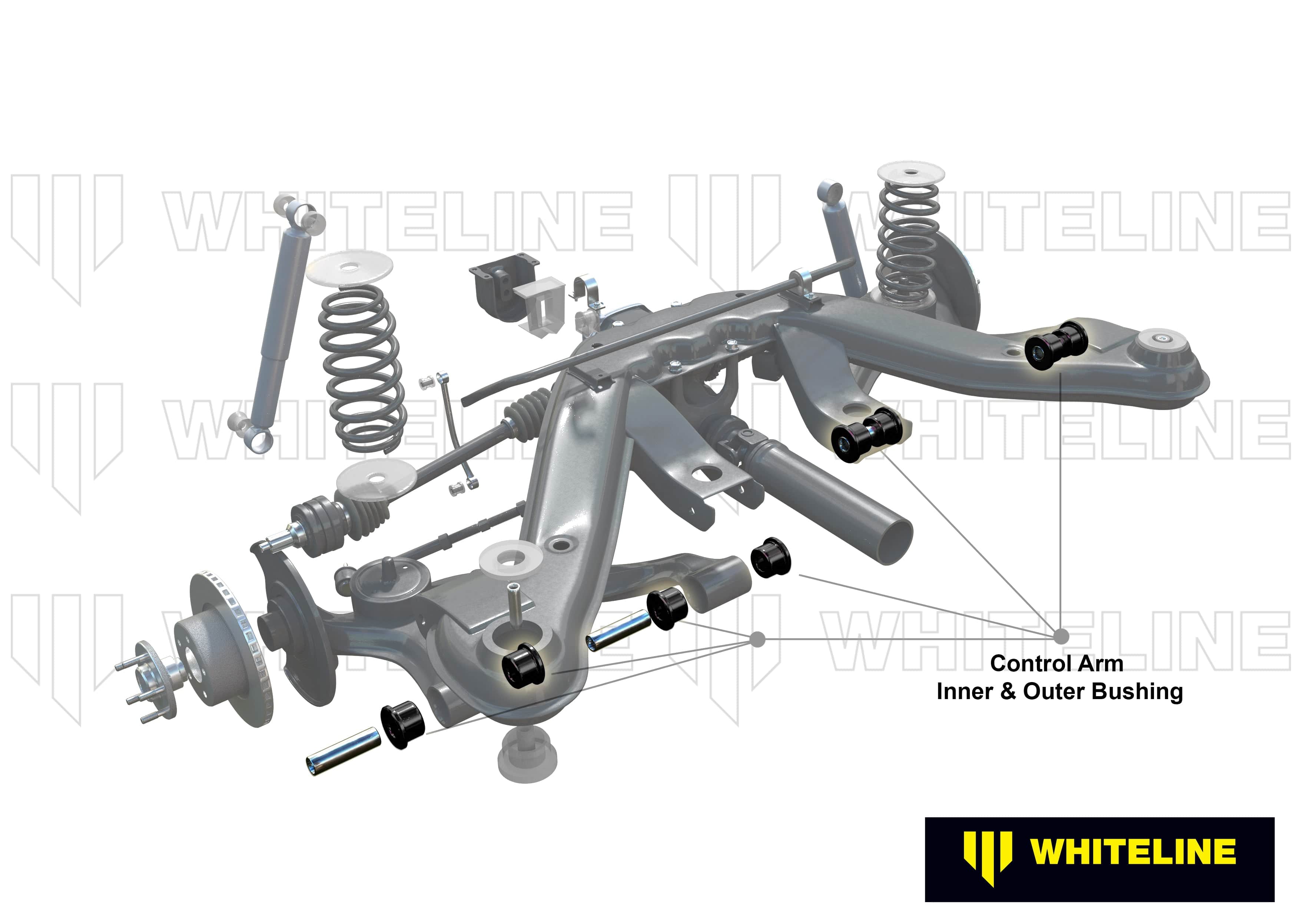 Whiteline 7 x 14 x 20 cm / Standard replacement Rear Control Arm - Bushing Kit to Suit Holden Commodore VN-VZ and HSV SR