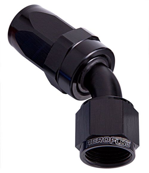 Aeroflow 100 Series Taper 45° Swivel Hose End -4AN AF102-04BLK