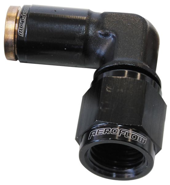 Aeroflow 120 Series 90° -4AN to 1/4" Push to Connect Fitting AF123-04-04BLK