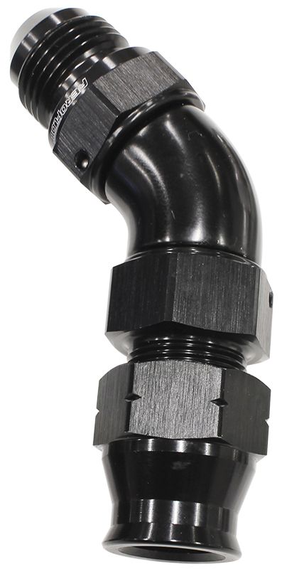 Aeroflow 45° Tube to Male AN Adapter 3/8"to -6AN AF128-06BLK