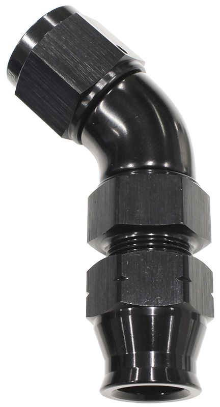 Aeroflow 45° Tube to Female AN Adapter 1/4" to -4AN AF129-04BLK