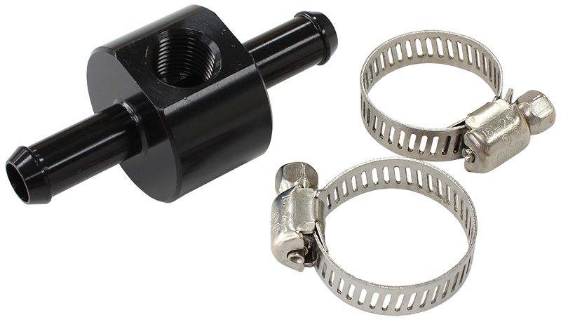 Aeroflow Inline 3/8" Barb Adapter with 1/8" Port AF138-06BLK