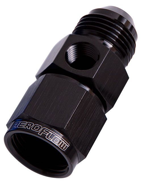 Aeroflow Straight Female to Male with 1/8" Port -6AN AF140-06BLK