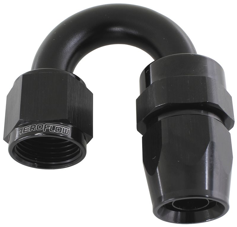 Aeroflow 200 Series PTFE 180° Hose End -3AN AF206-03DBLK