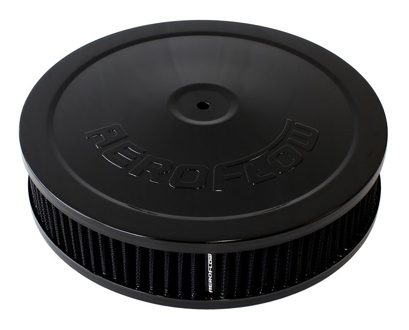 Black Air Filter Assembly
 9" x 2", 5-1/8" neck, black washable cotton element