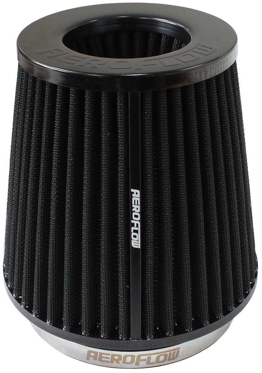 Aeroflow Universal 5" (127mm) Clamp-On Steel Top Inverted Tapered Pod Filter with Black E