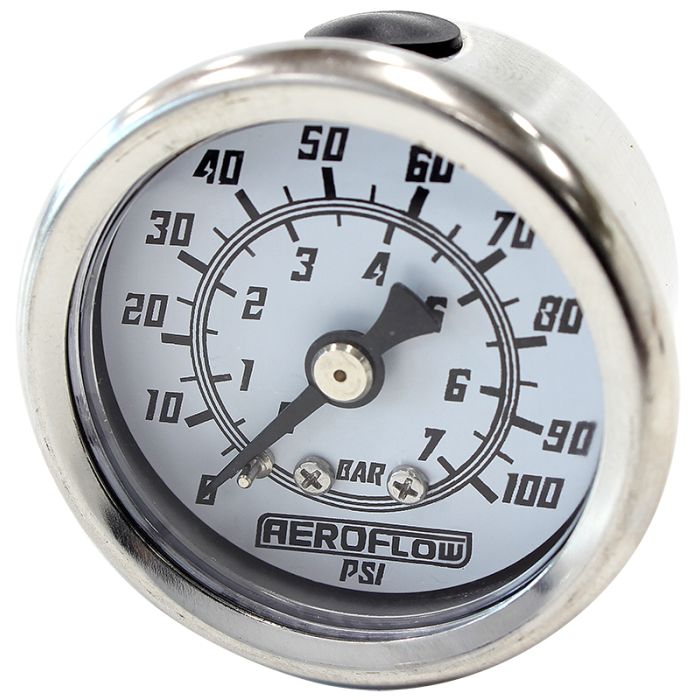 1-1/2" 100 psi Pressure Gauge
 White Face, Black Pointer, 1/8" NPT Male Thread