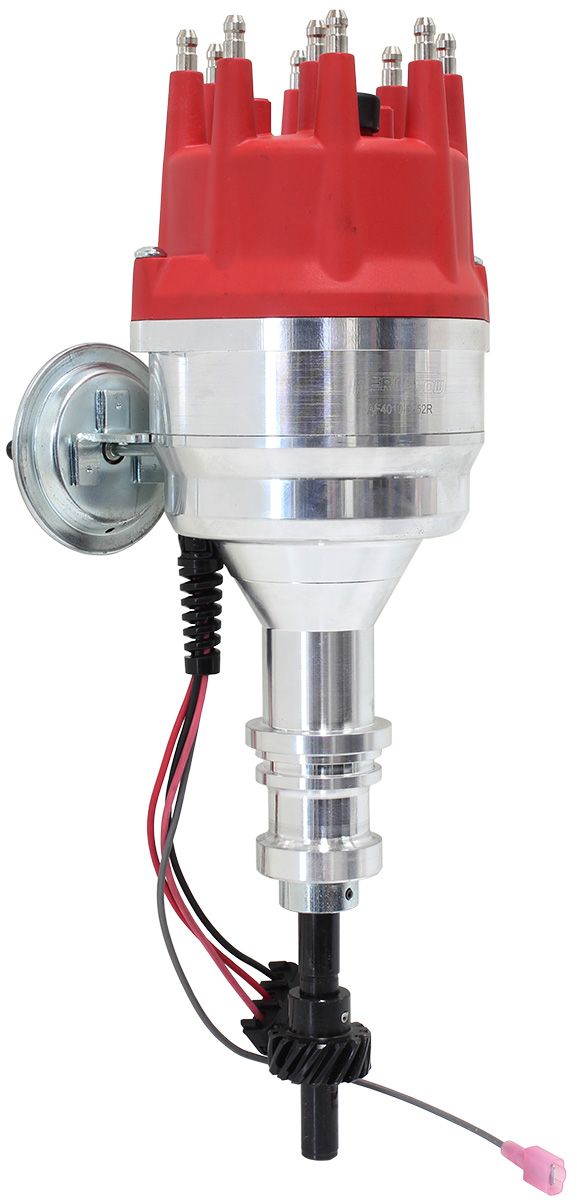 Aeroflow XPRO Ford Windsor Ready to Run Distributor, Machined Aluminium Body with Red Cap