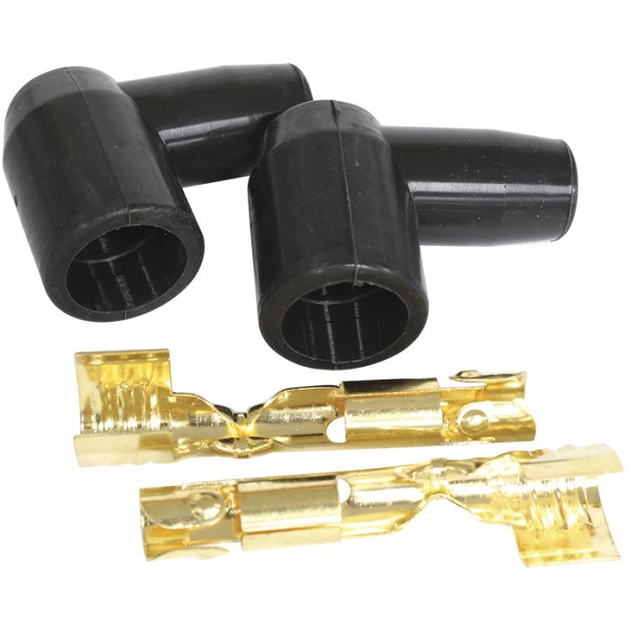 Xpro Silicone 90° Socket Style Distributor/Coil Boots & Terminals 
Black, 2 pack
