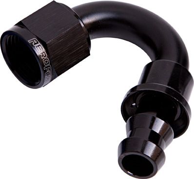 Aeroflow 400 Series Push Lock 150° Hose End -4AN AF405-04BLK