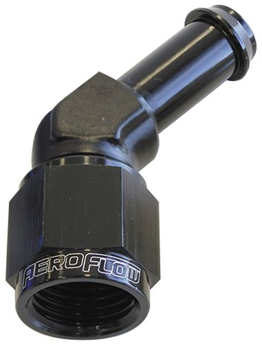 Aeroflow 45° Hose Barb 5/16" to -6AN AF412-06-05BLK