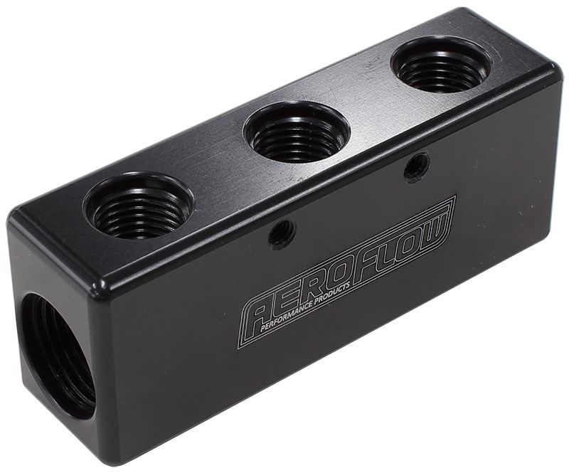 Aeroflow Billet 5 Port Fuel Log 3 x -6AN, 2 x -8AN AF456-08-06BLK