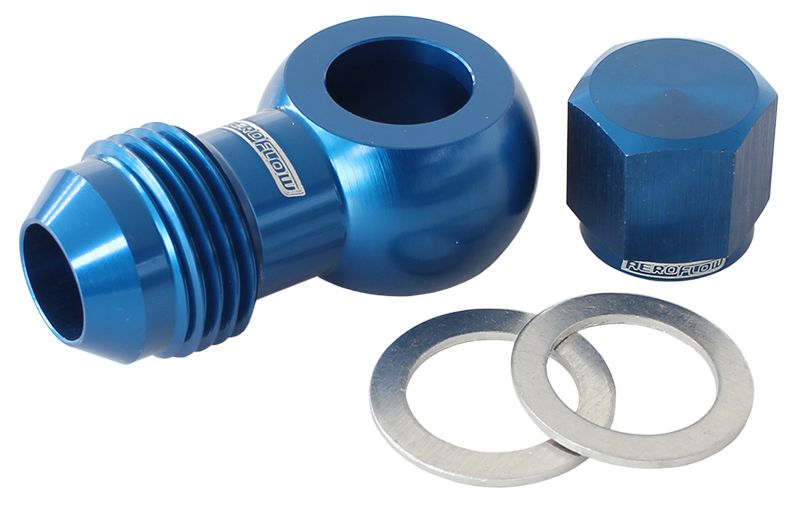 Aeroflow 90° Fuel Pump Banjo Kit - Blue AF49-1035