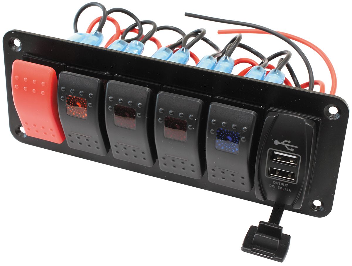 Aeroflow Universal Switch Panel with USB Charging Ports AF49-8000