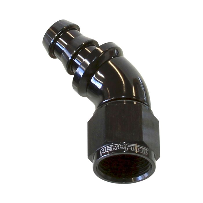 510 Series Full Flow Tight Radius Push Lock 45° Hose End AF512. Suits 400 & 500 Series Hose