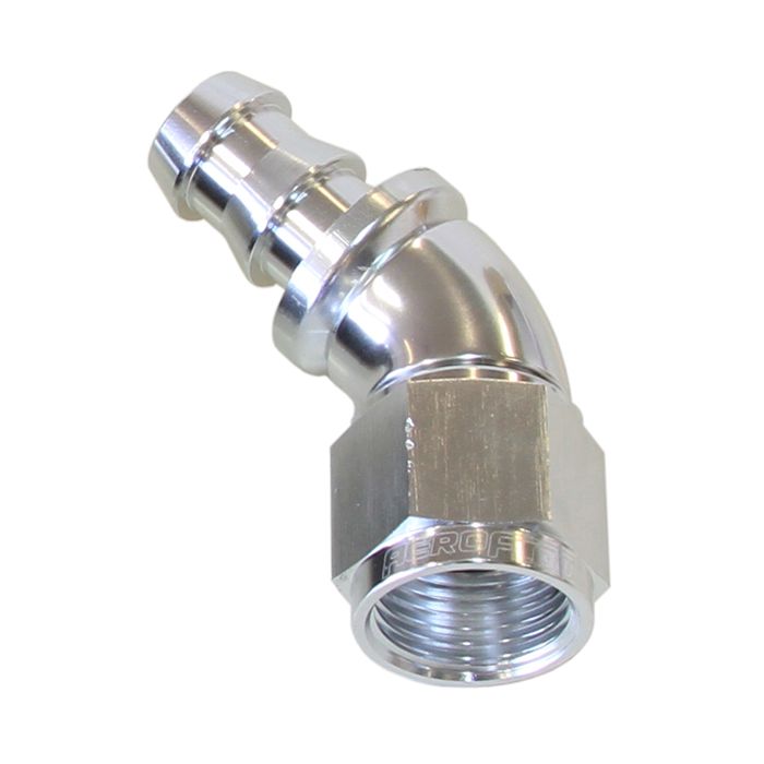 510 Series Full Flow Tight Radius Push Lock 45° Hose End AF512. Suits 400 & 500 Series Hose