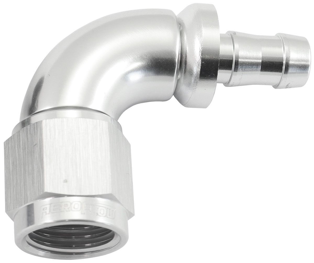 Aeroflow 510 Series Full Flow Tight Radius Push Lock 90° Hose End -6AN To 5/16" (8mm) Bar