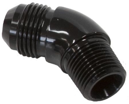 Aeroflow 45° NPT to AN Full Flow Adapter 1/4" to -4AN AF523-04-04BLK