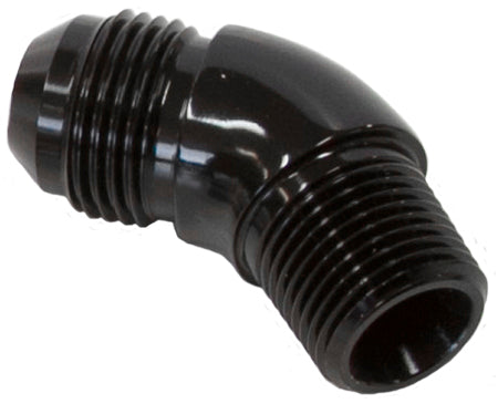 Aeroflow 45° NPT to AN Full Flow Adapter 1/4" to -6AN AF523-06BLK