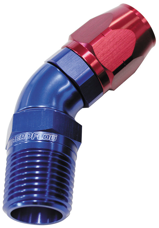 Aeroflow 45° Male NPT Full Flow Swivel Hose End 1/2" to -8AN AF528-08-08