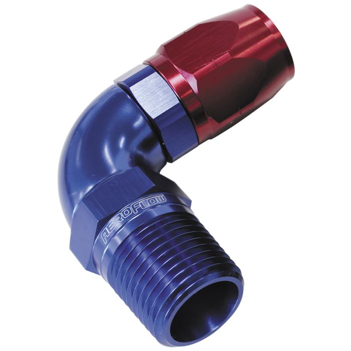 90° Male NPT Full Flow Swivel Hose End. AF528 Suits 100 & 450 Series Hose