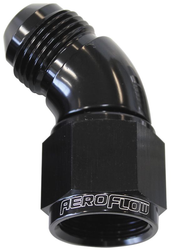 Aeroflow 45° Full Flow Female/Male Flare Swivel -3AN AF542-03BLK