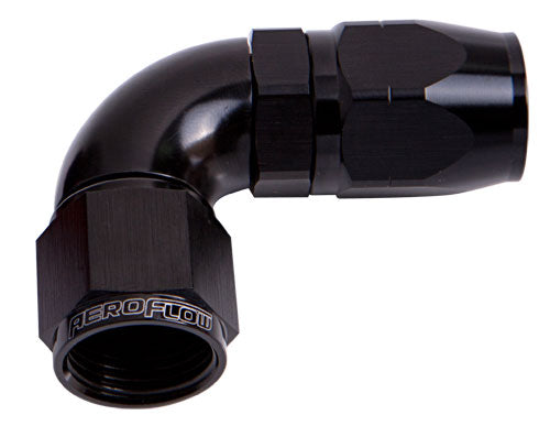 Aeroflow 550 Series Cutter One-Piece Full Flow Swivel 90° Hose End -4AN AF553-04BLK