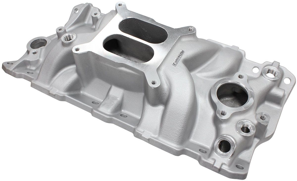 Aeroflow SB Chev Street Dual Plane Intake Manifold, Natural Cast Finish AF6010-1000