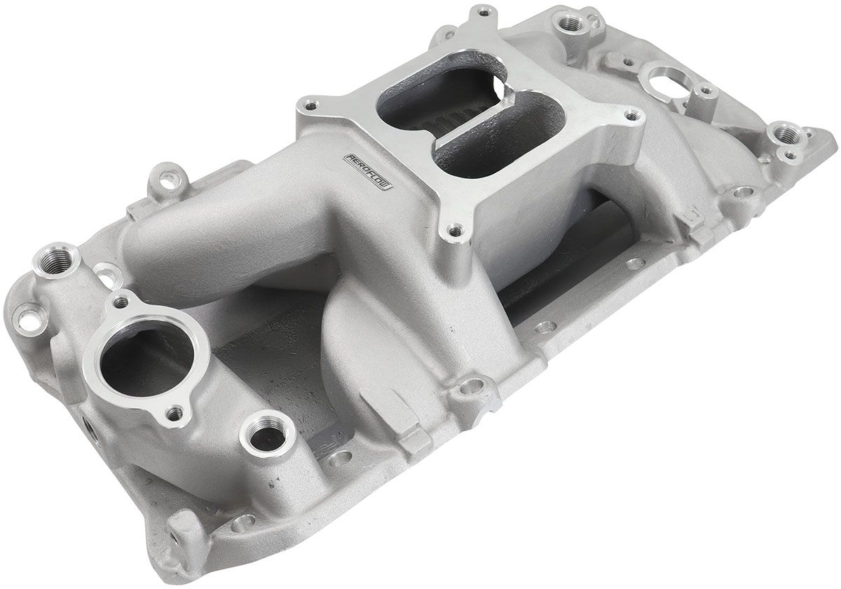 Aeroflow BB Chev Air Gap Dual Plane Intake Manifold, Natural Cast Finish AF6011-1001