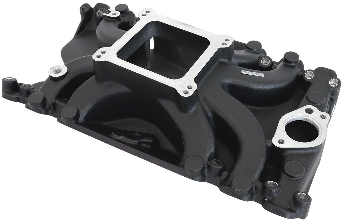 Aeroflow Holden 253-308 Low-Rise Single Plane Intake Manifold, Black Finish AF6200-4000