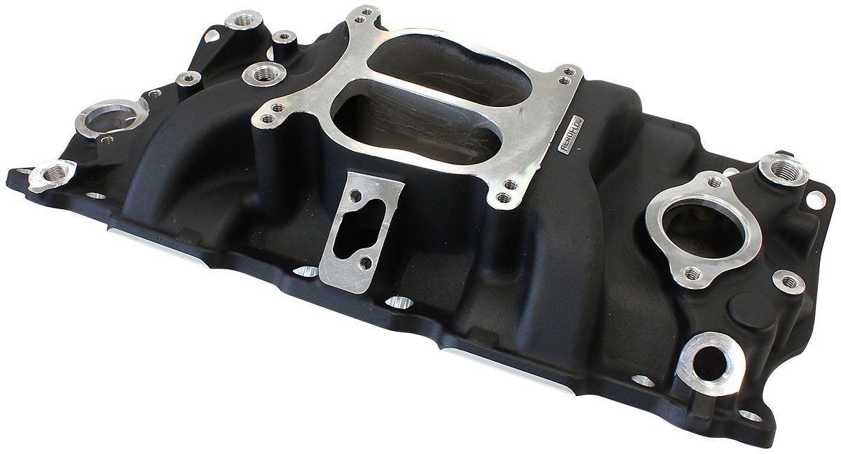 Aeroflow SB Chev Classic Dual Plane Intake Manifold, Black Finish AF6211-1000