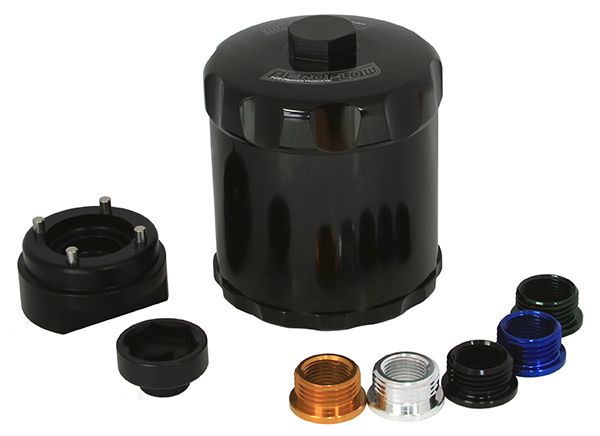 Aeroflow Spin On Reusable Billet Oil Filter - Black AF64-2016BLK