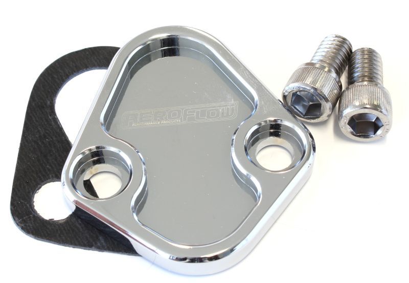 Aeroflow Billet Fuel Pump Block-Off Plate - Chrome AF64-2027C