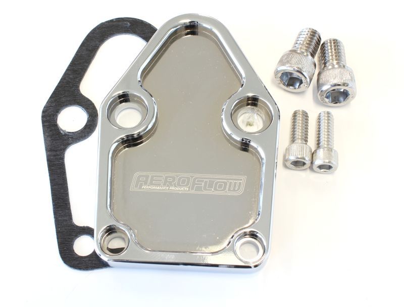 Aeroflow Billet Fuel Pump Block-Off Plate - Chrome AF64-2028C