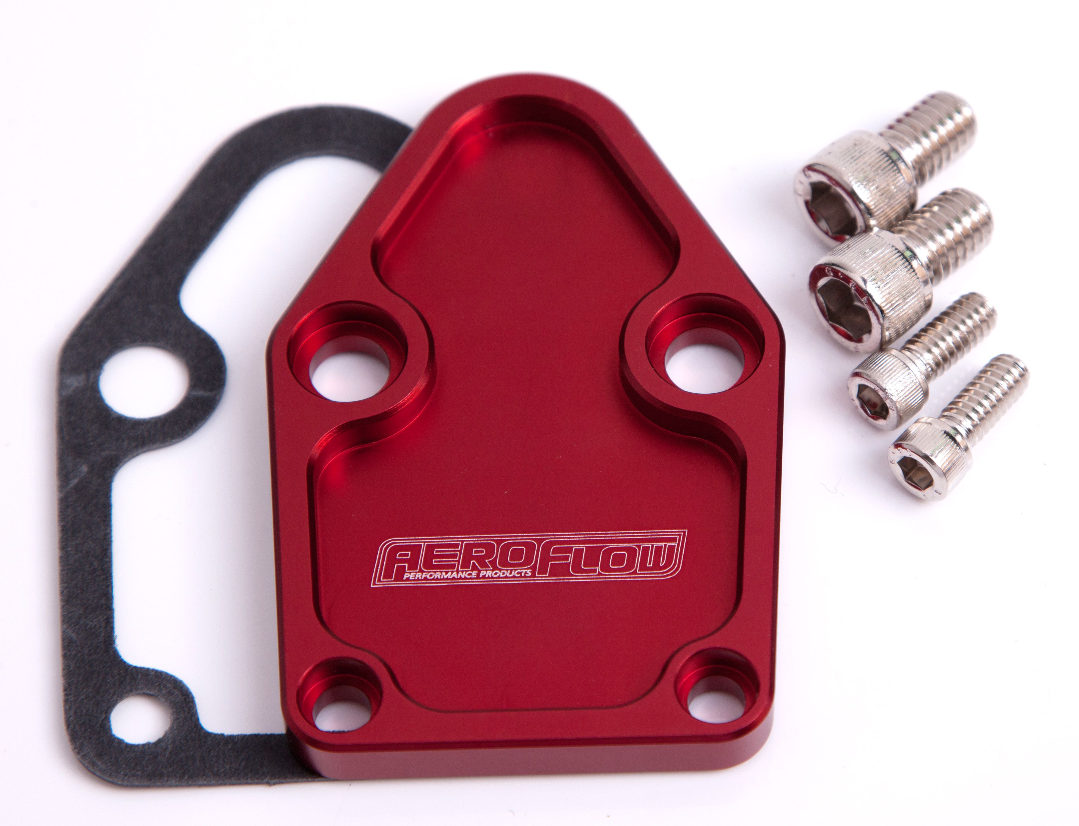 Aeroflow Billet Fuel Pump Block-Off Plate - Red AF64-2028R