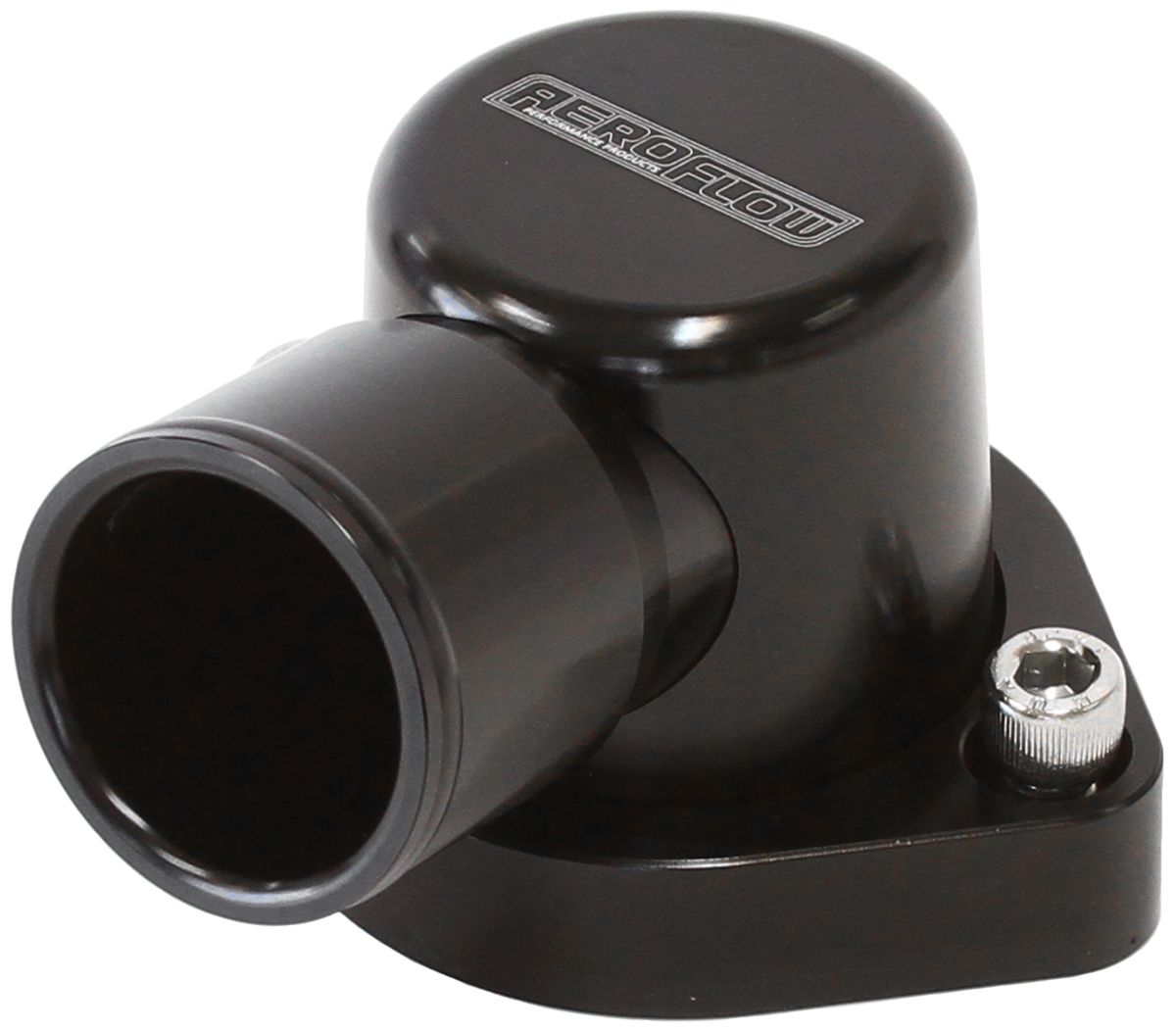 Aeroflow Billet 90° Thermostat Housing - Black AF64-2039BLK