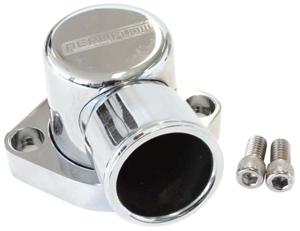 Aeroflow Billet 90° Thermostat Housing - Chrome AF64-2039C