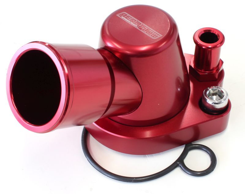 Aeroflow Billet Thermostat Housing - Red AF64-2091R