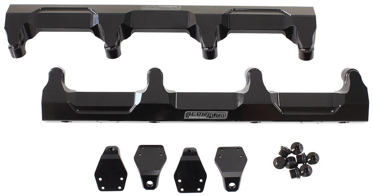 Aeroflow GM Supercharged LSA Billet EFI Fuel Rails - Black AF64-2124BLK