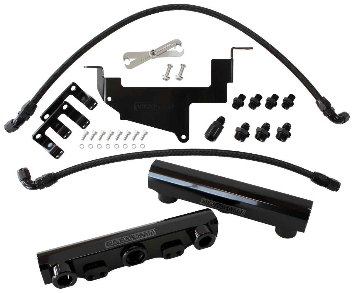 Aeroflow Subaru, Toyota, Scion FA20 Billet EFI Fuel Rail Kit - Black AF64-2131BLK