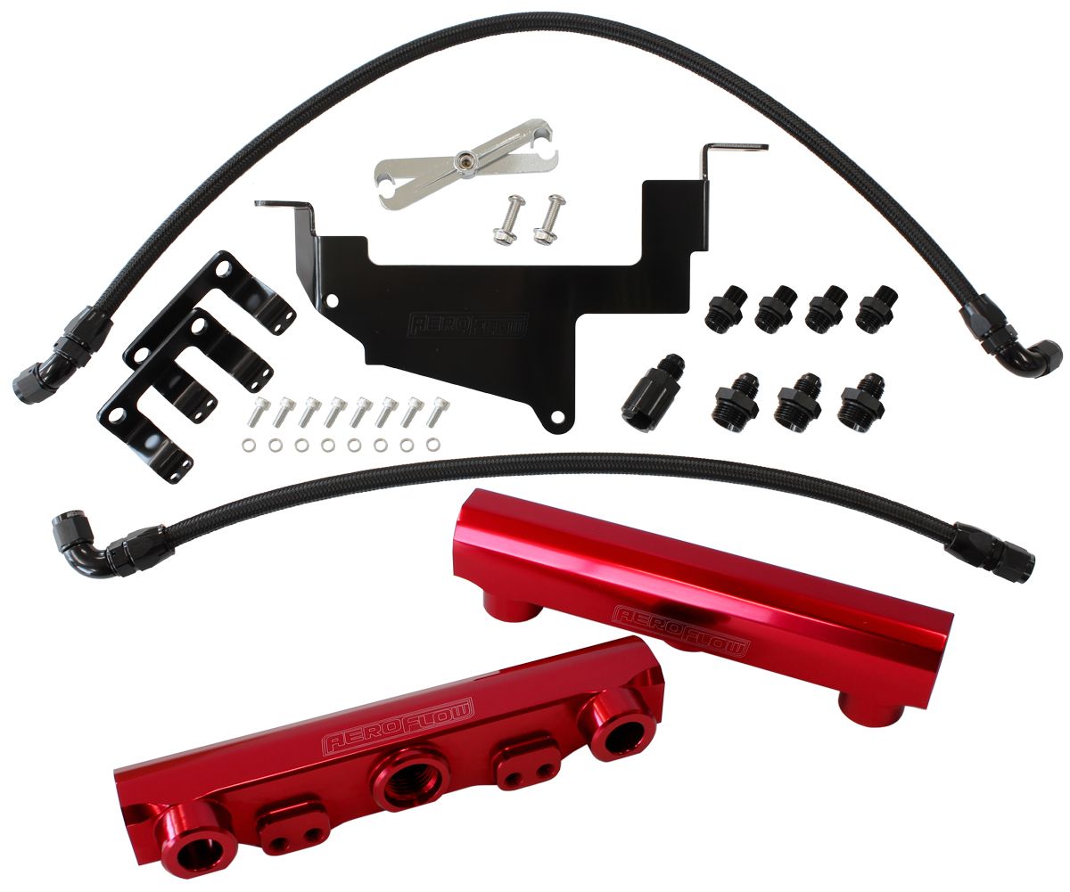 Aeroflow Subaru, Toyota, Scion FA20 Billet EFI Fuel Rail Kit - Red AF64-2131R