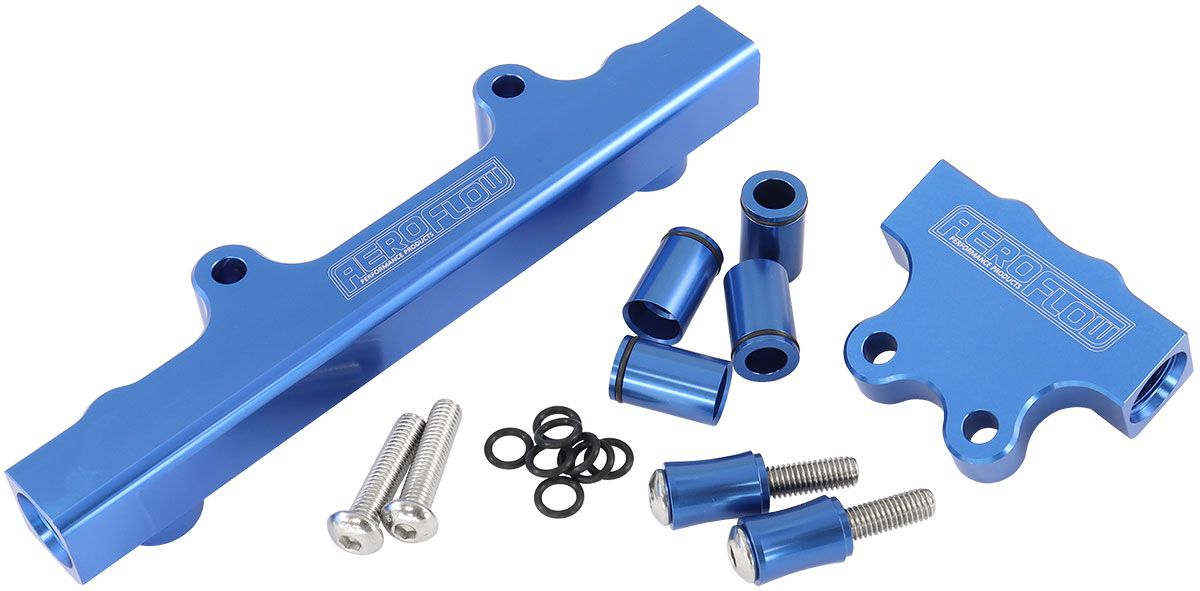 Aeroflow Mazda Series 4,5 13B Billet EFI Fuel Rails - Blue AF64-2213