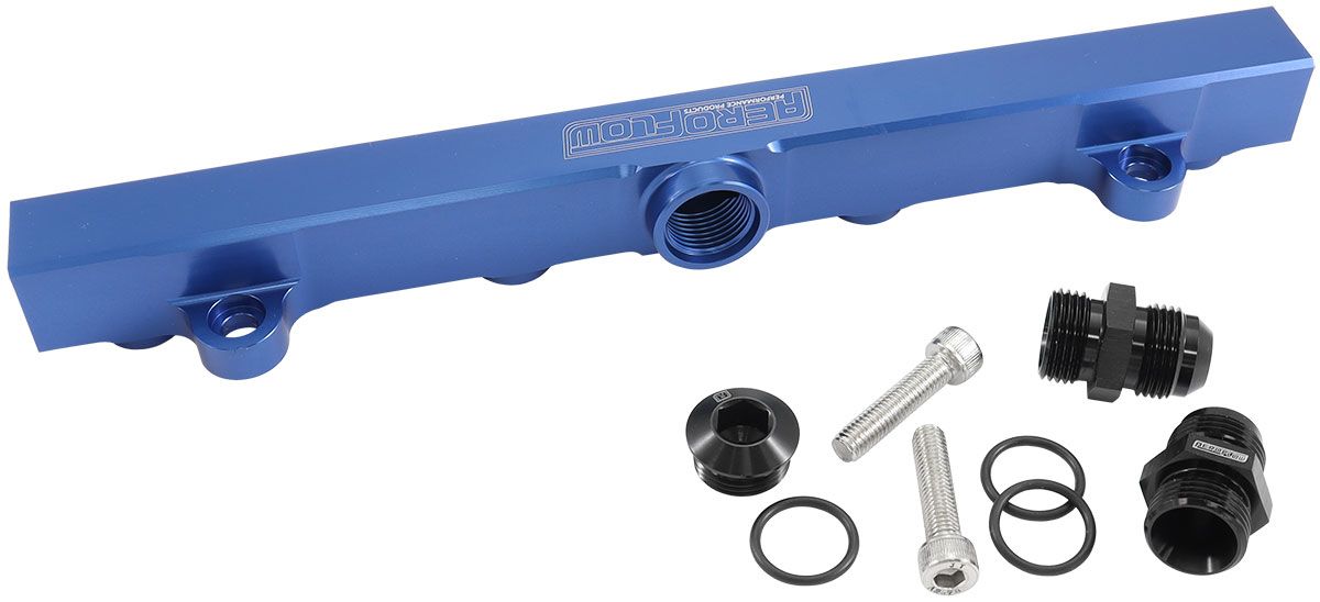 Aeroflow Mitsubishi Evolution 4-9 4G63 Billet EFI Fuel Rails - Blue AF64-2221