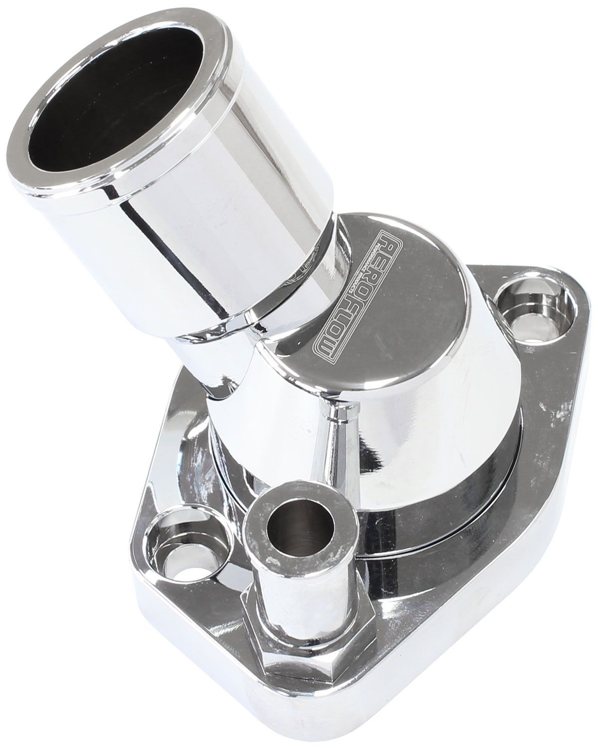 Aeroflow Billet 45° Swivel Thermostat Housing, Chrome Finish AF64-2233C