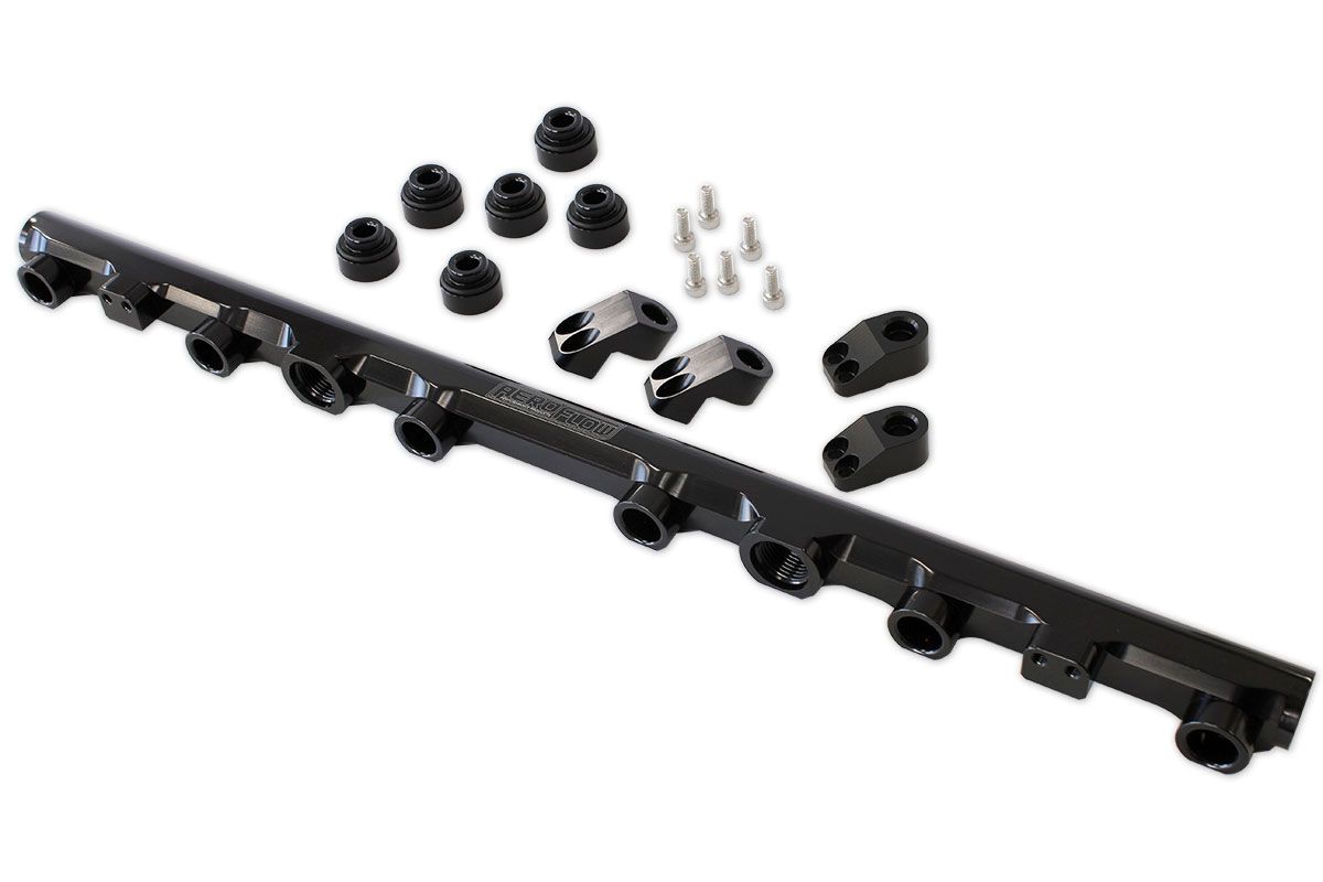 Aeroflow Toyota 2JZ-GTE Billet EFI Fuel Rail - Black AF64-2259BLK