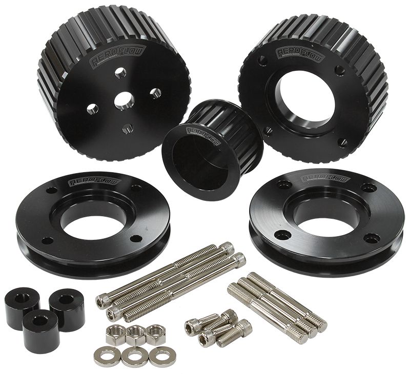 Aeroflow Holden EFI Gilmer Drive Kit (Belt not included) - Black Finish AF64-3006BLK