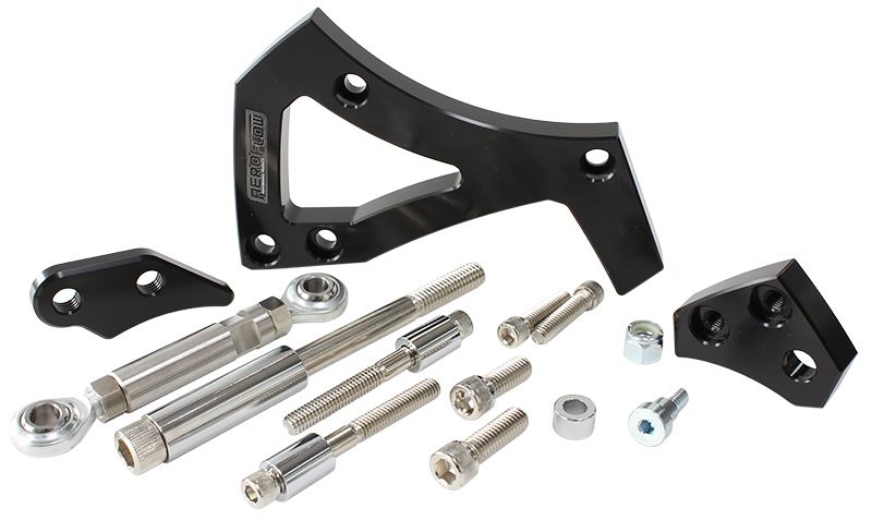 Aeroflow Mid Mount Drivers Side Billet Aluminium Alternator Bracket - Black AF64-4000BLK