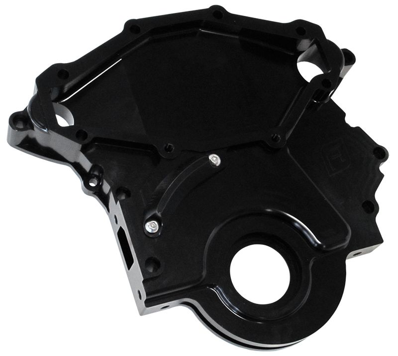 Aeroflow Holden 253-304-308 Billet Timing Cover - Black Finish AF64-4358BLK